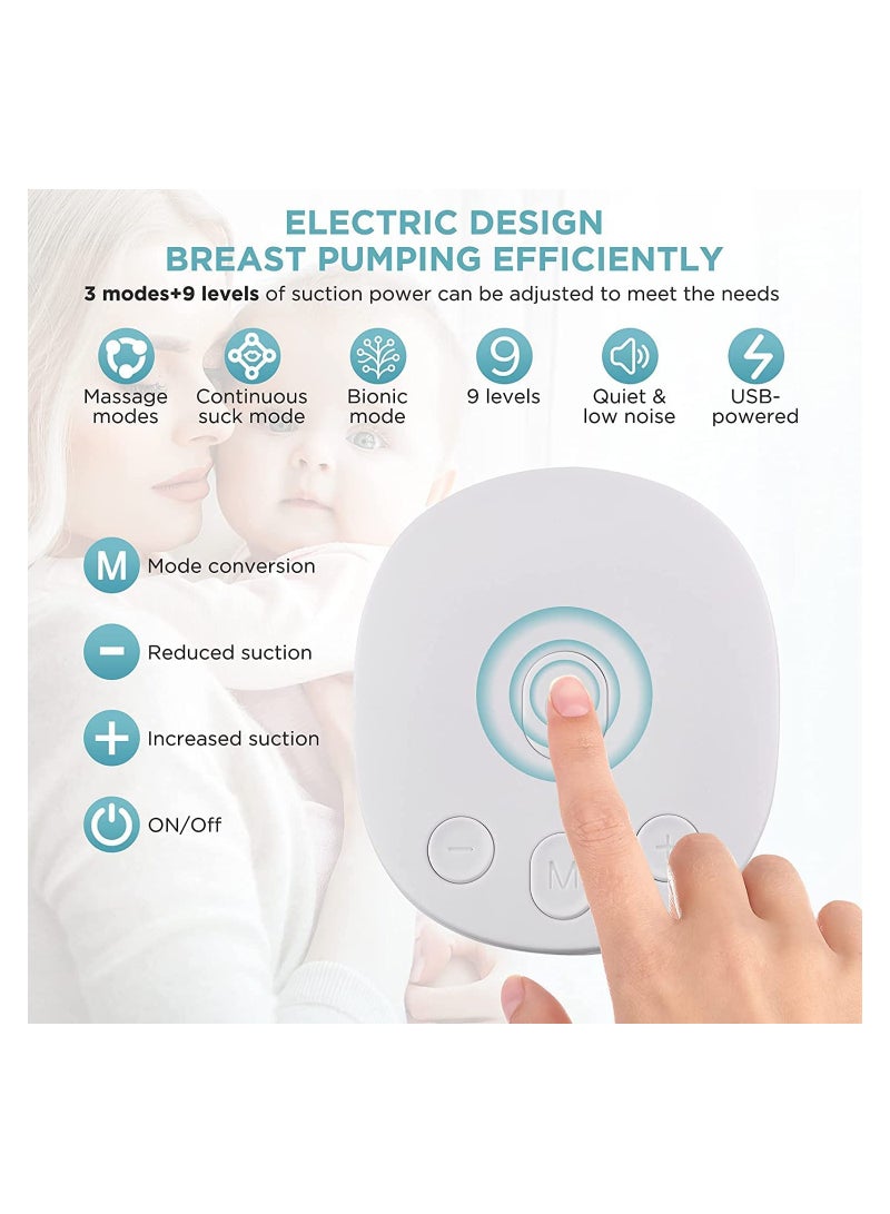 Electric Double Breast Pump, Dual Suction Nursing Breastfeeding Pump Anti-Backflow Adjustable Suction, Pumping  Massaging Modes Ultra-Quiet USB-Powered Milk Pump for Travel, Home BPA Free - Image 2