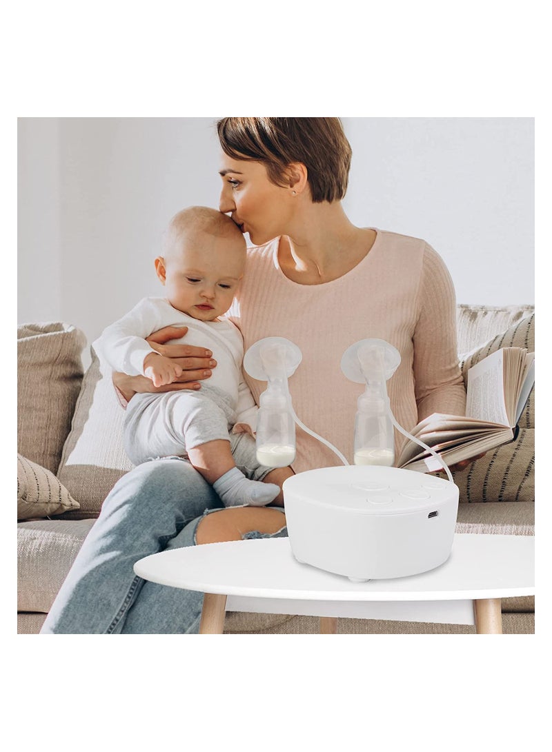 Electric Double Breast Pump, Dual Suction Nursing Breastfeeding Pump Anti-Backflow Adjustable Suction, Pumping  Massaging Modes Ultra-Quiet USB-Powered Milk Pump for Travel, Home BPA Free - Image 5