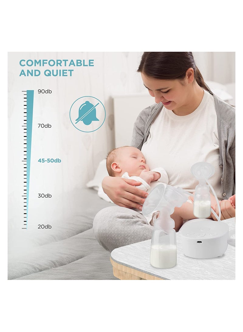 Electric Double Breast Pump, Dual Suction Nursing Breastfeeding Pump Anti-Backflow Adjustable Suction, Pumping  Massaging Modes Ultra-Quiet USB-Powered Milk Pump for Travel, Home BPA Free - Image 3