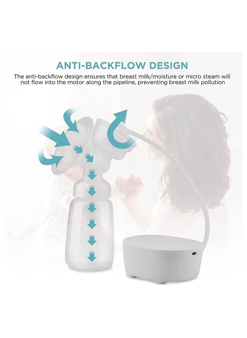 Electric Double Breast Pump, Dual Suction Nursing Breastfeeding Pump Anti-Backflow Adjustable Suction, Pumping  Massaging Modes Ultra-Quiet USB-Powered Milk Pump for Travel, Home BPA Free - Image 4