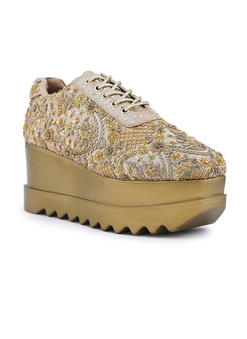Anaar Anaar Elegante WEDGE SNEAKERS, Womens Festive, Special Occasion and Partywear Premium Shoes  - Image 1