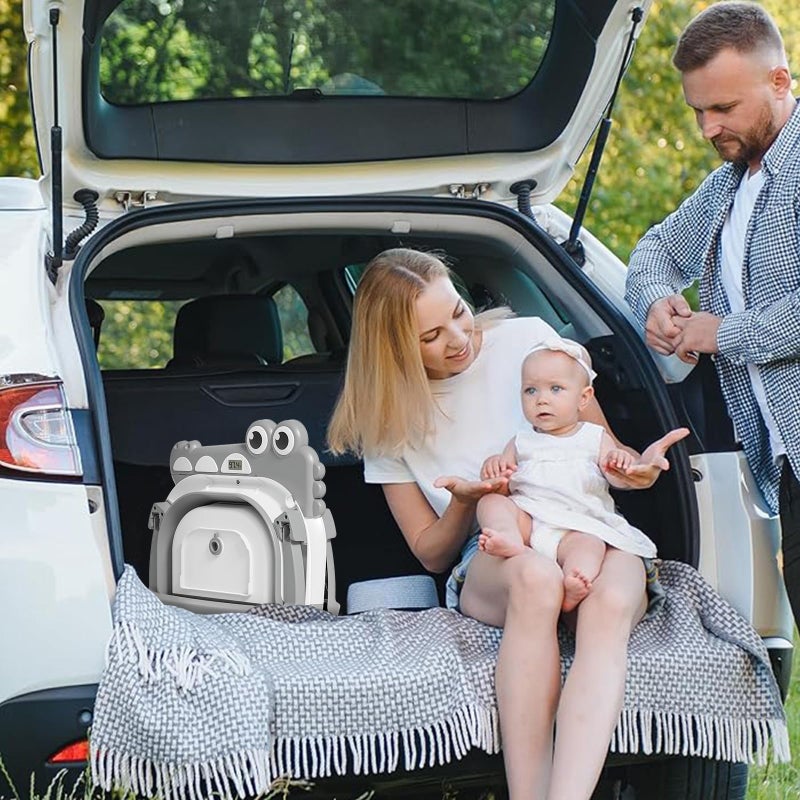 MoreFeel Collapsible Baby Bathtub for Newborn with Thermometer & 1 Hooded Towel & 1 Soft Floating Cushion,Portable Travel Bathtub with Drain Hole, Durable Foldable Baby Tubs for Infants to Toddler - Image 4