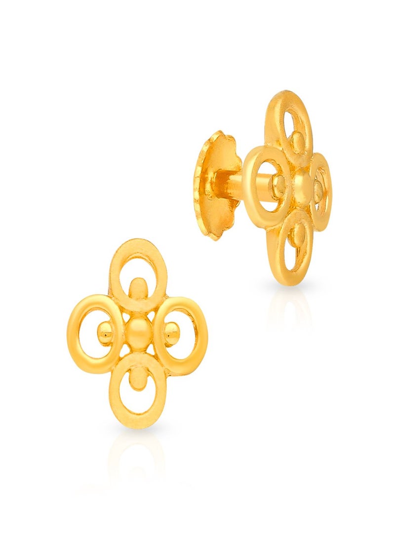 Malabar Gold and Diamonds 22k 916 Purity Gold Studs Earrings for Girls DZER392Y  - Image 1