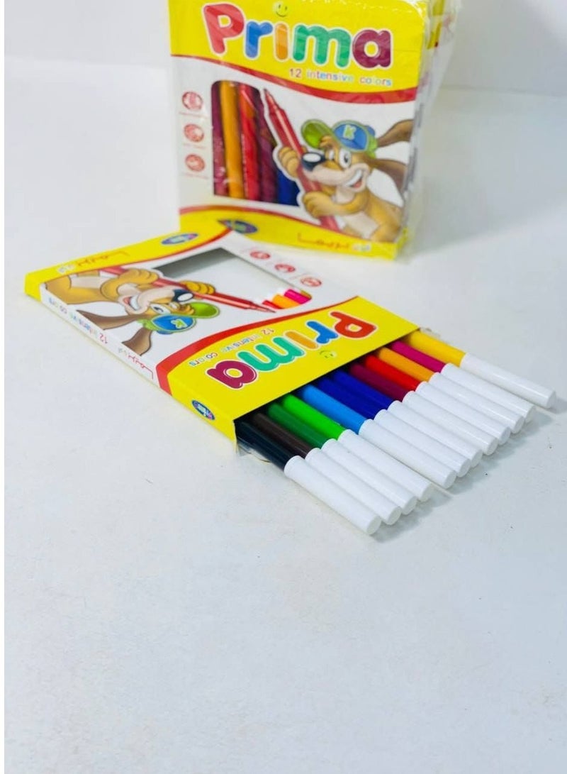 بريما الوان فلوماستر من بريما - 12 لون الوان  متعددة - Image 1