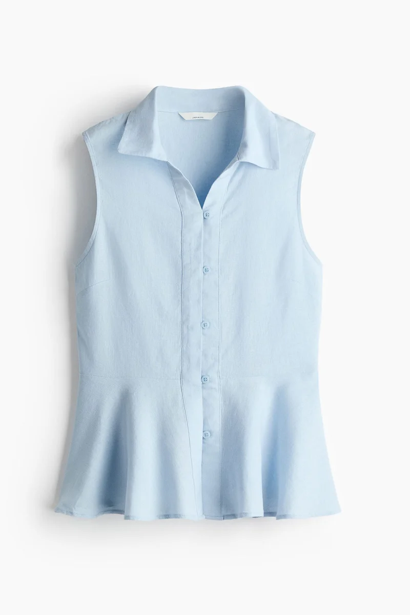 H&M Sleeveless linen-blend shirt