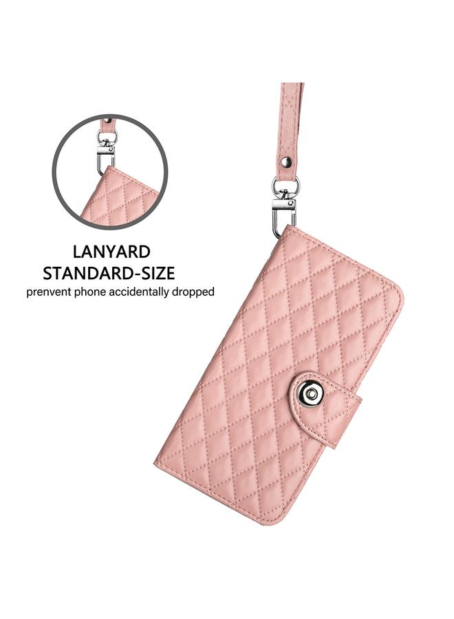 S-TOP Case For Redmi 10A / 9C Rhombic Texture Flip Leather Phone Case with Lanyard - Image 5