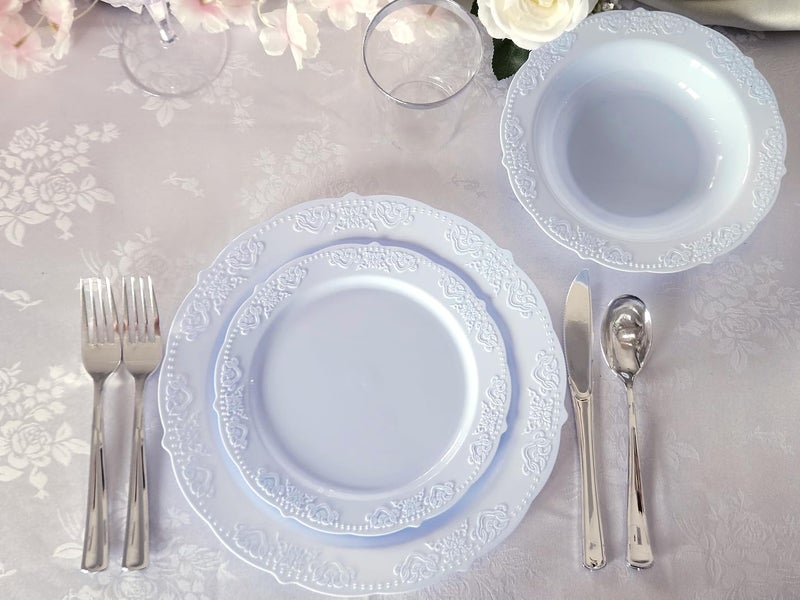 OCCASIONS FINEST PLA "" OCCASIONS "" 40 Plates Pack  Vintage Party  Disposable Wedding Party Plastic Plates (10.25'' Dinner Plate  Portofino in Blue) - Image 4