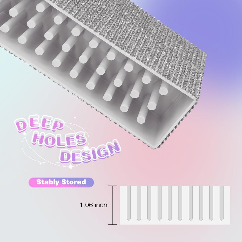 Depvko Nail Drill Bits Holder Box: 30 Holes Rhinestone Drill bit Holder Nail tech for Nail Drill bits Storage Dustproof Stand Displayer Organizer Case for Manicure Tools(Drill bits not Included) (Silver) - Image 4