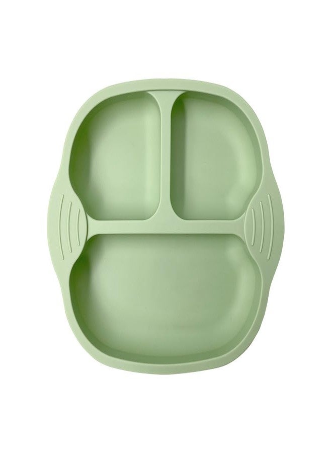 HEXONIQ® Baby Silicone Suction Plates, Baby Weaning Plate, Unbreakable Baby Plates with Suction for Toddlers Kids Self Feeding - Non-Slip Suction Divided Plate Suitable for High Chairs & Table (Green) - Image 1