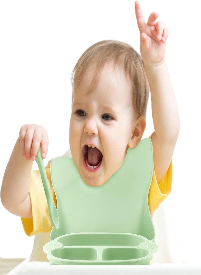 HEXONIQ® Baby Silicone Suction Plates, Baby Weaning Plate, Unbreakable Baby Plates with Suction for Toddlers Kids Self Feeding - Non-Slip Suction Divided Plate Suitable for High Chairs & Table (Green) - Image 4