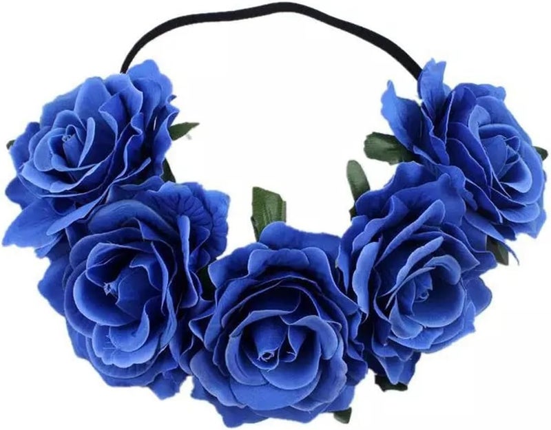 June Bloomy Rose Floral Crown Garland Flower Headband Headpiece for Wedding Festival