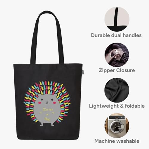 EcoRight Eco Right Aesthetic Canvas Tote Bag for Women with Zipper, Tote Bag for Women for Beach, Grocery, Travel, Work, Gym, Daily Use - Image 4