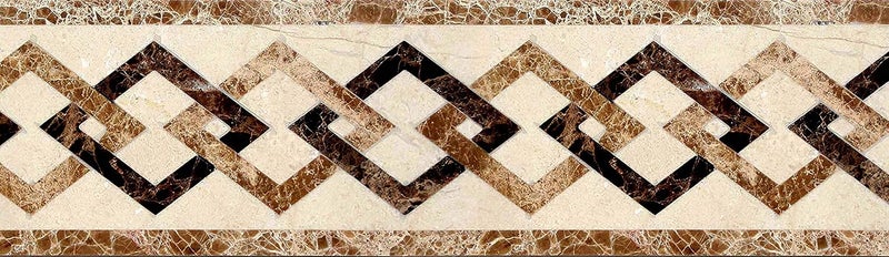 WallDesign Wall Border Sticker - Diamond Link Marble Stone Pattern - Glossy Laminated Waterproof PVC - Roll 3 inch by 10 ft - for Kitchen, Tile, Countertop, Bathroom Decoration - Image 1