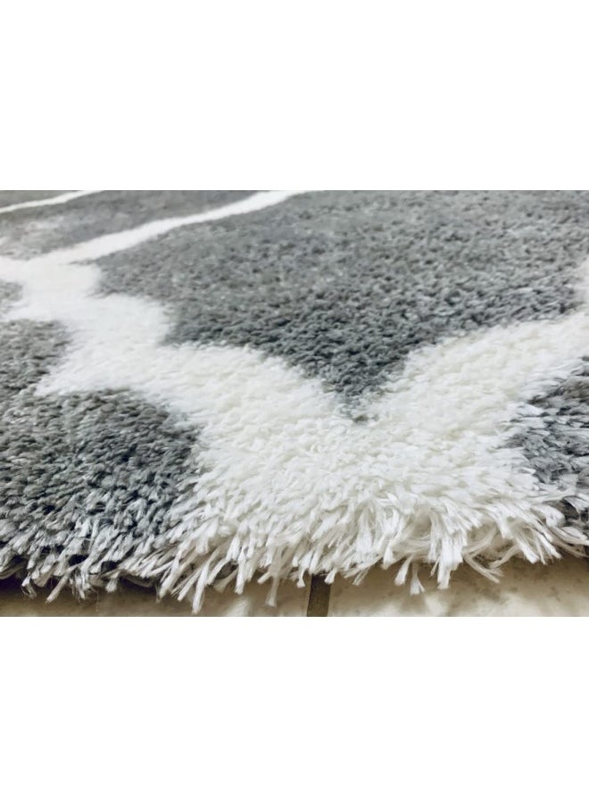HANDPICKED FURNITURE Fluffy Shaggy Grey Rectangular Carpet Ultra Soft Area Carpets For Bed Room Living Room And Dining Room Anti-Slip Floor Carpets Easy To Clean Made In Turkey  - Image 2