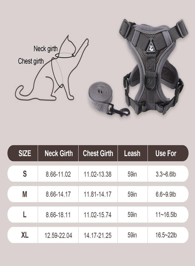 Wanheart Summer cat Chest Harness and Leash, Anti-Escape Adjustable Soft mesh cat Leash and Chest Harness Set for All Types of Cats cat Vests (Grey, XL:16.5-22.04lb) - Image 2