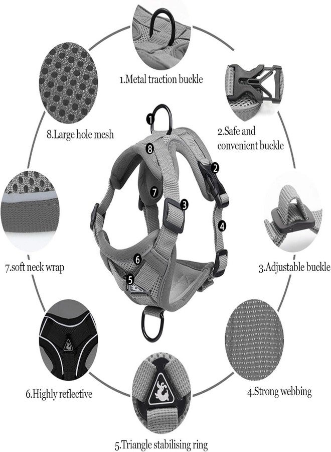 Wanheart Summer cat Chest Harness and Leash, Anti-Escape Adjustable Soft mesh cat Leash and Chest Harness Set for All Types of Cats cat Vests (Grey, XL:16.5-22.04lb) - Image 4