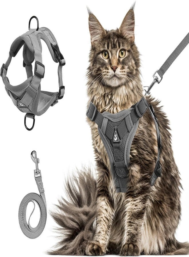Wanheart Summer cat Chest Harness and Leash, Anti-Escape Adjustable Soft mesh cat Leash and Chest Harness Set for All Types of Cats cat Vests (Grey, XL:16.5-22.04lb) - Image 1