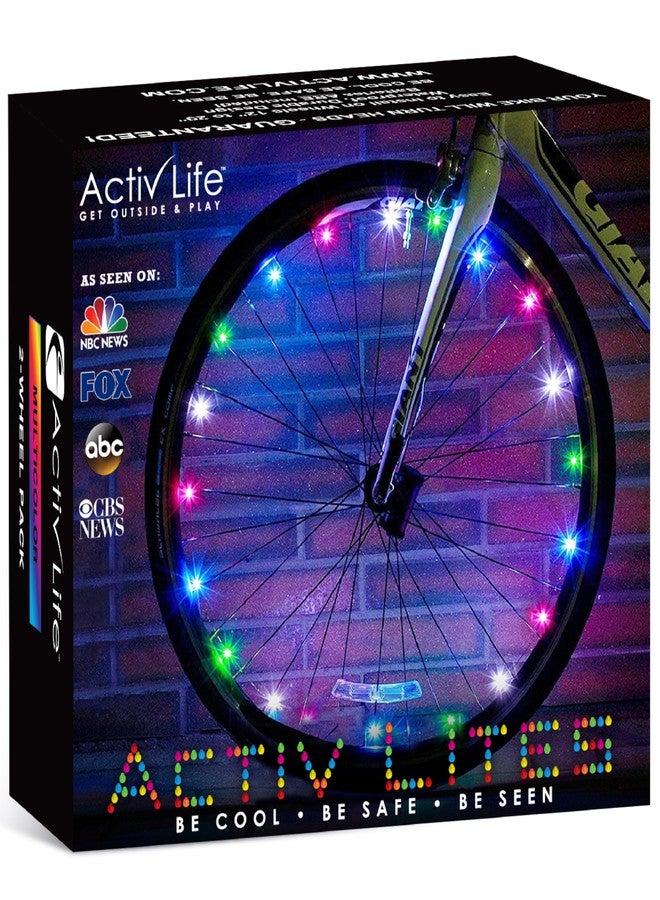 Activ Life 2-Tire Pack LED Bike Wheel Lights with Batteries Included, Get 100% Brighter and Visible from All Angles for Ultimate Safety and Style (Multicolor) - Image 1