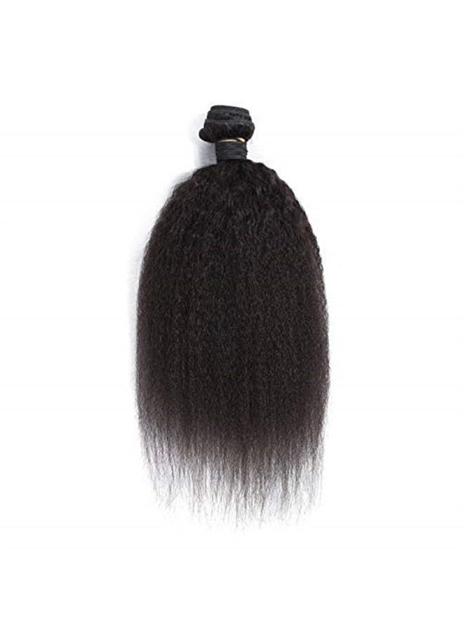 Funyn - Kinky Straight Hair Extensions Coarse Yaki Straight Hair Bundles Brazilian 8A Virgin Human Hair Weave Natural Black Weaving 100G/Piece 10-24inch (12INCH(30CM)) - Image 1