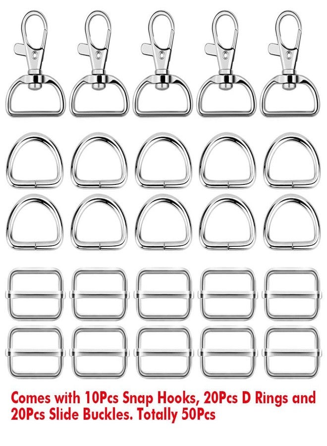 Paxcoo 50Pcs Keychain Bulk with Key Chain Swivel Hook D Rings and Slide Buckles for Handbag Purse Hardware Craft (1 Inch) - Image 2