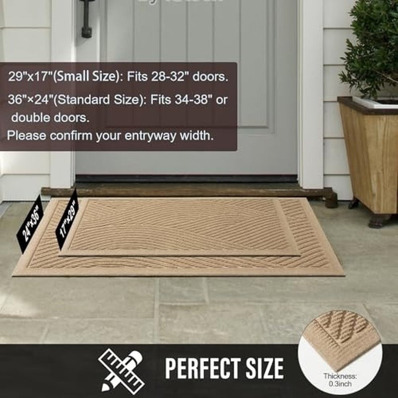 Levesica Sturdy Front Door Mat 29x17 Beige - Image 3