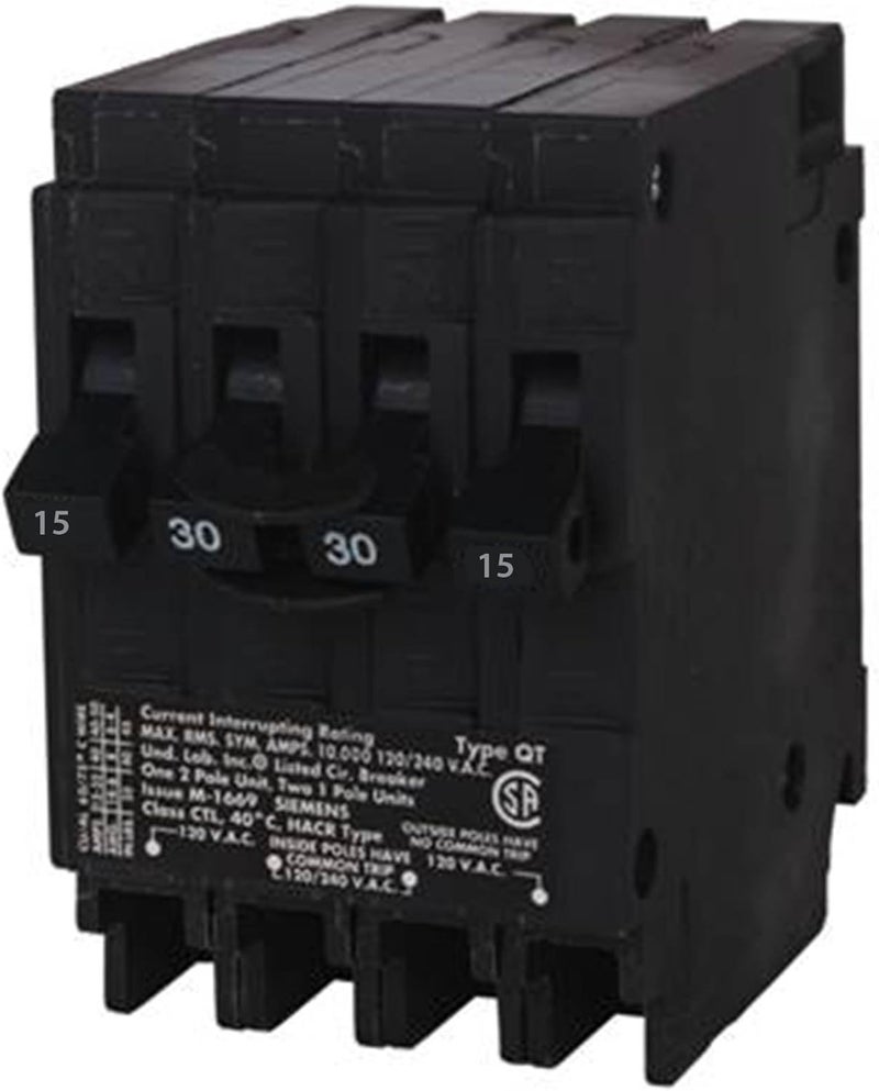 SIEMENS Q21530CT 30 Double Two 15Amp Single Pole Circuit Breaker Black - Image 1