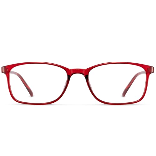 ANRRI Non Prescription Glasses for Women Clear Lens Classic Square Red Frame Eyewear Men - Image 3