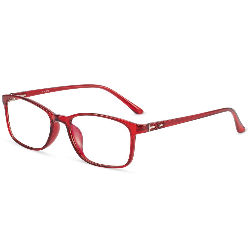 ANRRI Non Prescription Glasses for Women Clear Lens Classic Square Red Frame Eyewear Men - Image 2