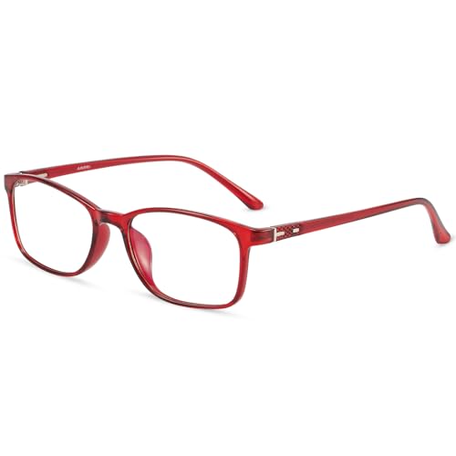 ANRRI Non Prescription Glasses for Women Clear Lens Classic Square Red Frame Eyewear Men - Image 1