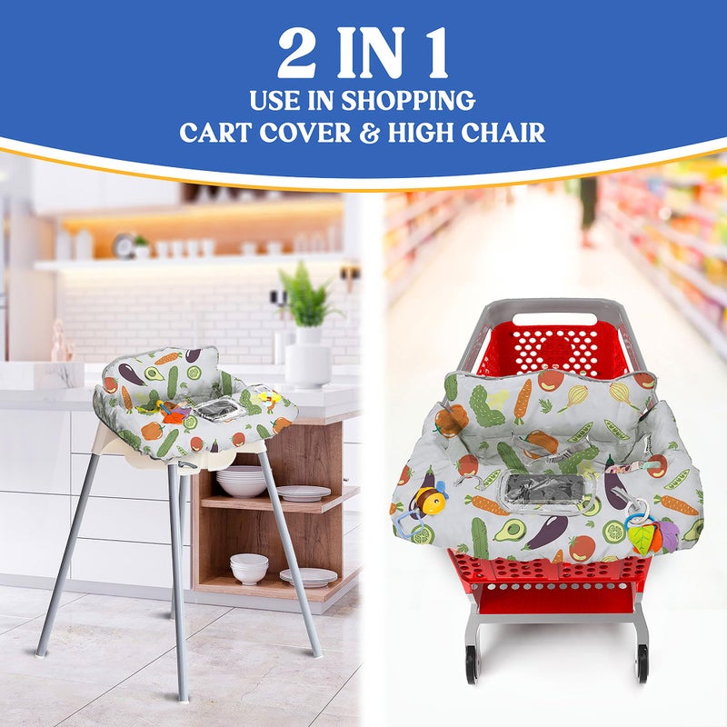 PILLANI Shopping Cart Cover for Baby, High Chair Cover for Restaurant Seat - Grocery Cart Cover for Baby Girl and Boy, Comfortable Cotton Buggy Covers for Babies - Padded Toddler Shopping Cart Cover - Image 5
