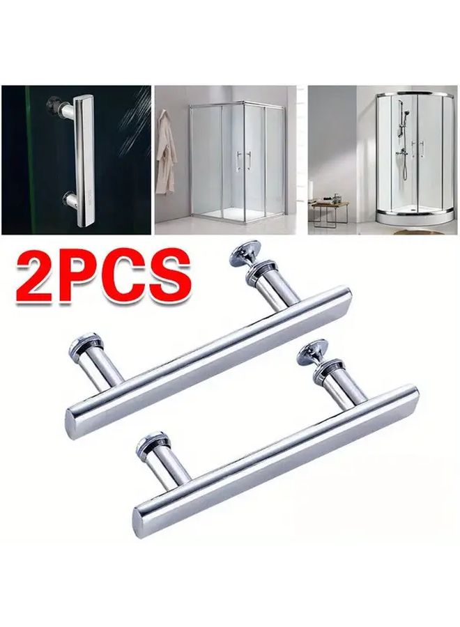 2pcs Chrome Shower Door Handles 14 5cm Hole To Hole Modern Durable Hardware - Image 3