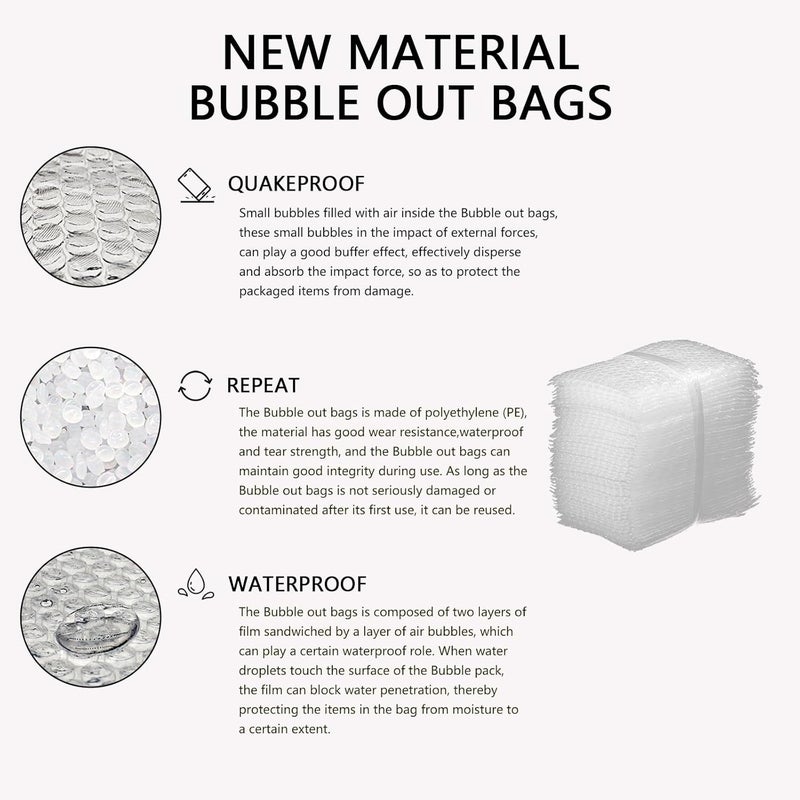 YEESON Clear Bubble Out Bags 3x4 Inches, 50 pack Small Double Walled Cushioning Bags for Secure Packaging, Strong and Durable Bubble Wrap pouches - Image 3
