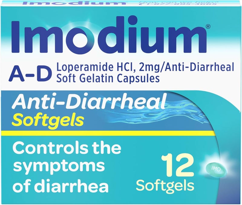 IMODIUM A-D Diarrhea Relief Softgels with Loperamide HCl, Anti-Diarrheal Medicine to Help Control Symptoms of Diarrhea Due to Acute, Traveler's Diarrhea, HSA/FSA Eligible, 12 ct - Image 1