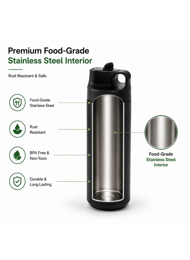 Cocobee-Stainless Steel Vacuum Flask, High Quality Food Grade Material, Leakproof, Odour Free, 550Ml, 3 Years+ - Black - Image 5