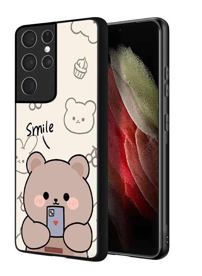 Tolwak Samsung Galaxy S21 Ultra 5G Protective Case Cover Smile Bear Art - Image 1