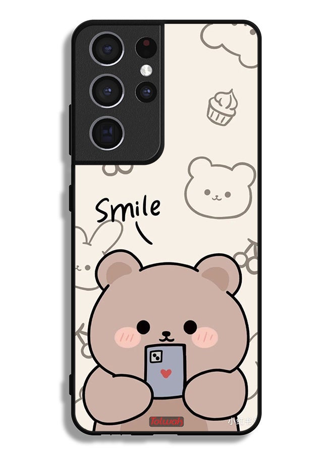 Tolwak Samsung Galaxy S21 Ultra 5G Protective Case Cover Smile Bear Art - Image 3