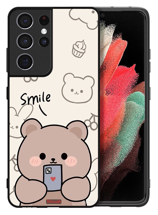 Tolwak Samsung Galaxy S21 Ultra 5G Protective Case Cover Smile Bear Art - Image 2