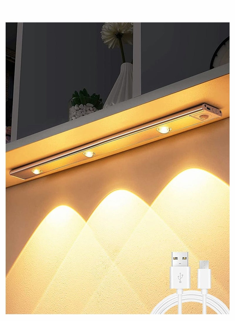 SYOSI Under Cabinet Light, LED Under Cabinet Wireless Light Closet Lights with Motion Sensor USB Rechargeable Cats Eye Hill Corrugated Night Lights for Indoor Kitchen Closet Stairway Black 15.75in 40cm - Image 1