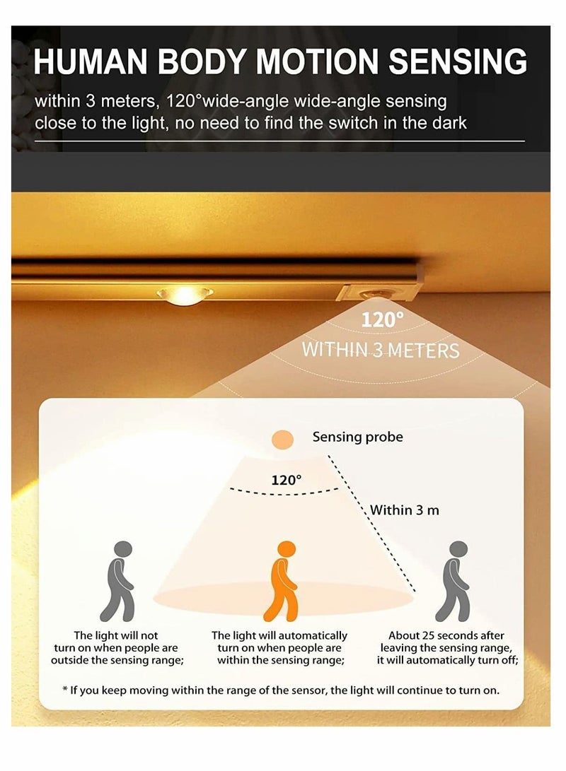 SYOSI Under Cabinet Light, LED Under Cabinet Wireless Light Closet Lights with Motion Sensor USB Rechargeable Cats Eye Hill Corrugated Night Lights for Indoor Kitchen Closet Stairway Black 15.75in 40cm - Image 4