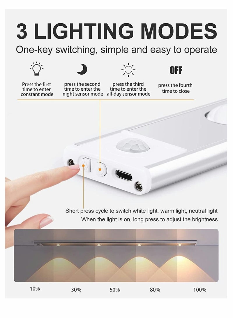 SYOSI Under Cabinet Light, LED Under Cabinet Wireless Light Closet Lights with Motion Sensor USB Rechargeable Cats Eye Hill Corrugated Night Lights for Indoor Kitchen Closet Stairway Black 15.75in 40cm - Image 2