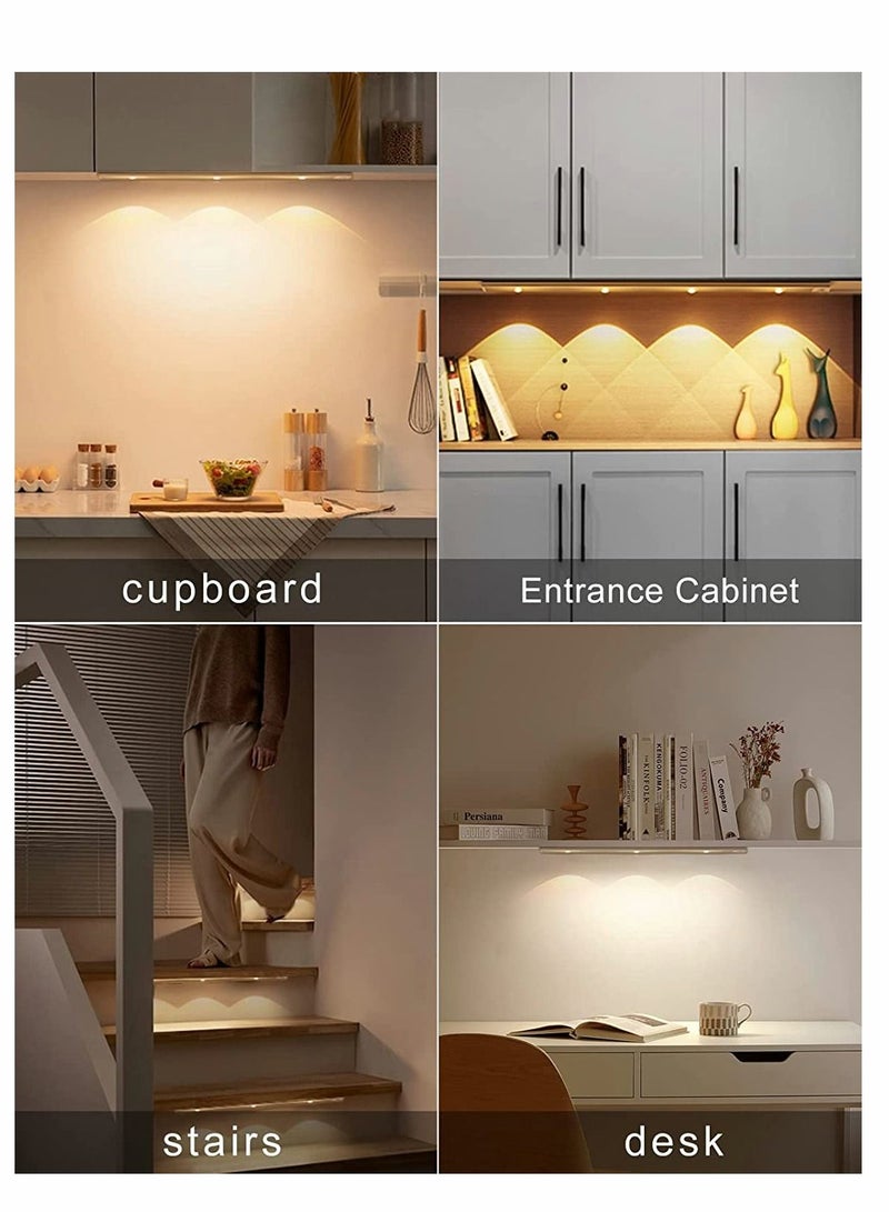 SYOSI Under Cabinet Light, LED Under Cabinet Wireless Light Closet Lights with Motion Sensor USB Rechargeable Cats Eye Hill Corrugated Night Lights for Indoor Kitchen Closet Stairway Black 15.75in 40cm - Image 3
