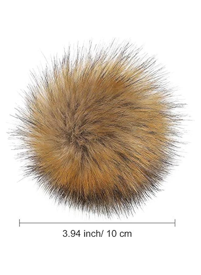 14 Pieces Faux Fur Pom Pom Balls for Hats DIY Faux Fur Pompom with Elastic Loop for Hats Shoes Scarves Gloves Scarves Bag Key Chain Charms Accessories (Natural)  - Image 5