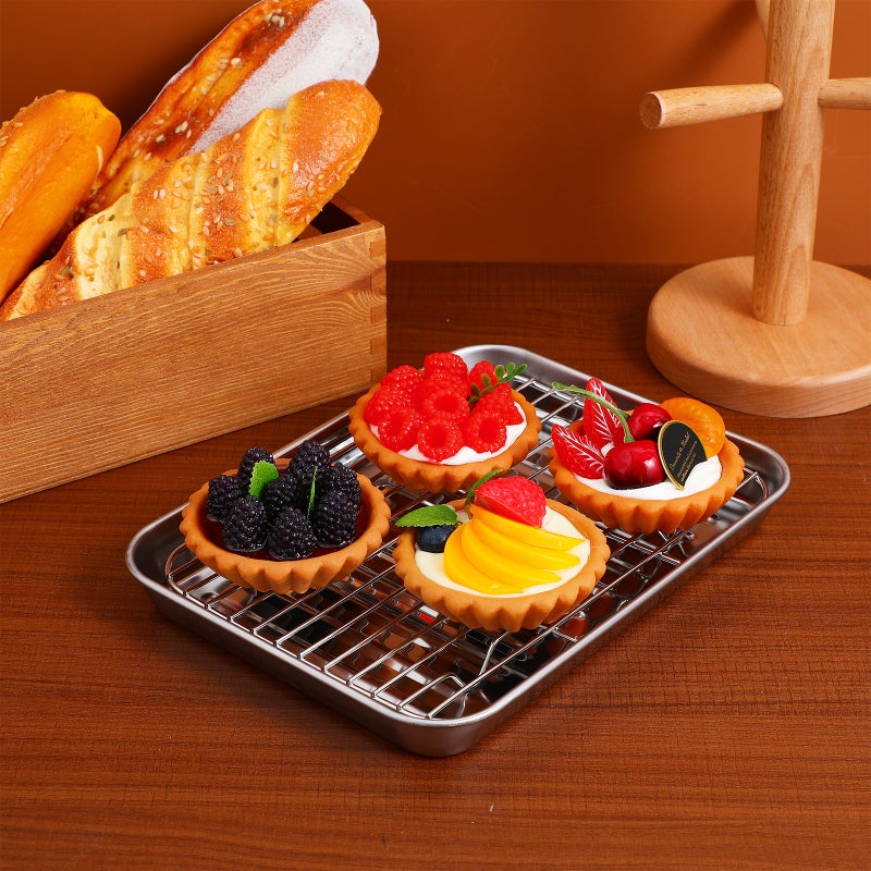 2 Sets Baking Sheet With Wire Rack Pizza Pan Stainless Steel Cookie Sheet Baking Tray Oven Tray Meat Tray Sheet Pans For Baking - Image 4