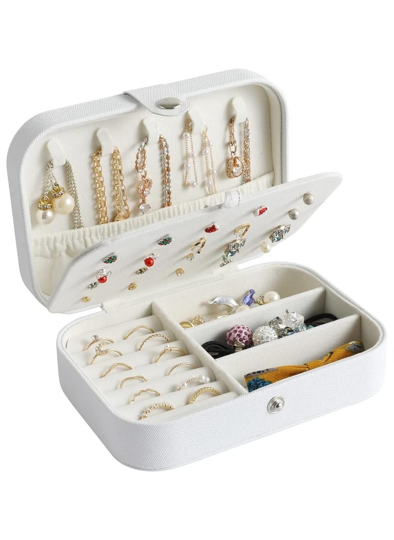 Yiluana Portable Jewelry Case Travel Jewelry Box for Earrings, Rings, Necklaces,Bracelets, Watches Organizer Box with Button (White) - pzsku/ZC81BF1EE794271315FACZ/45/_/1737230384/97599e93-550c-4c13-be77-ed48baa11cdf