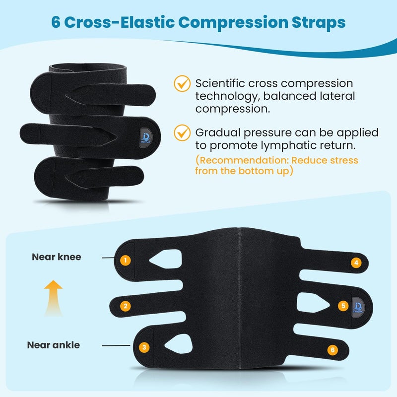 iDonuaÂ® Calf Lymphedema Compression Wrap Adjustable For Big Swollen Lower Leg - with 6 Cross Strapsâ€Œ (Tall-L) - Image 2