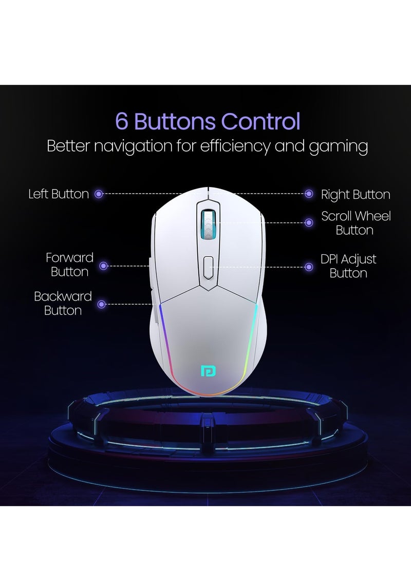 Portronics - Portronics Toad One Bluetooth Mouse with 2.4 GHz & BT 5.3 Dual Wireless, 6 Buttons, Rechargeable, RGB Lights, Connect 3 Devices, Ergonomic Design for Laptop - Image 1