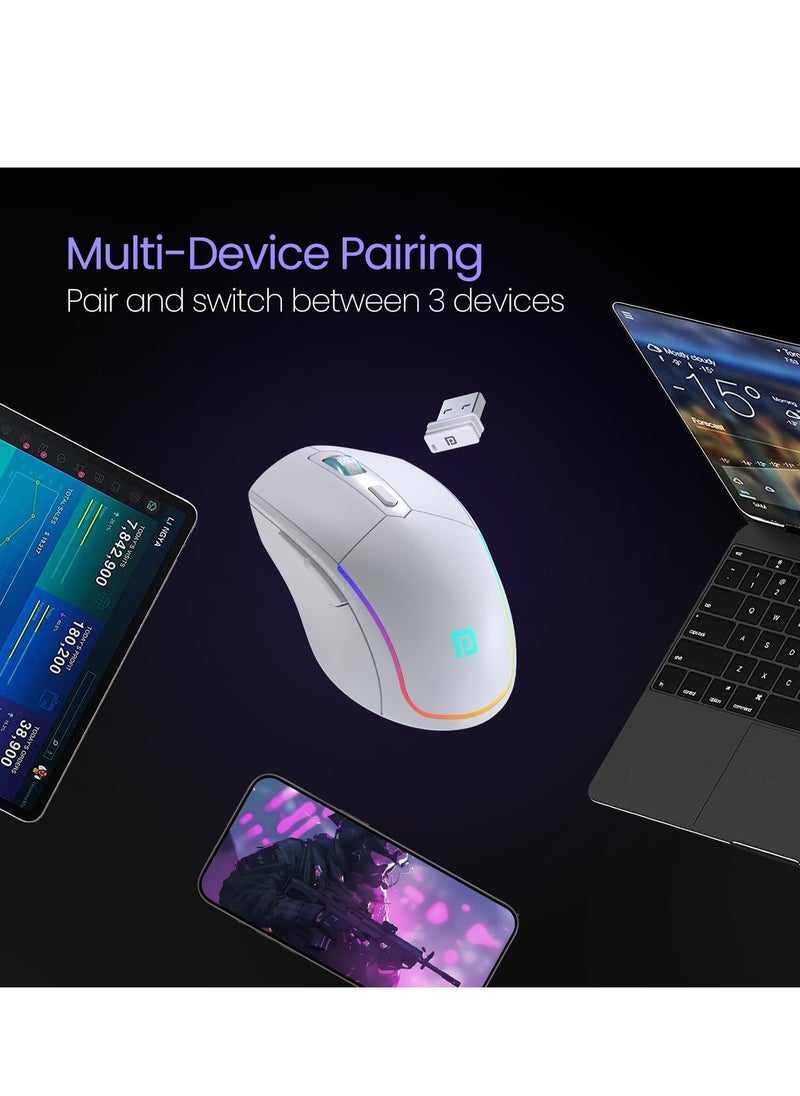 Portronics - Portronics Toad One Bluetooth Mouse with 2.4 GHz & BT 5.3 Dual Wireless, 6 Buttons, Rechargeable, RGB Lights, Connect 3 Devices, Ergonomic Design for Laptop - Image 1
