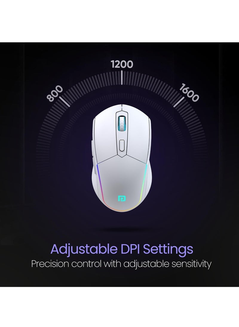 Portronics - Portronics Toad One Bluetooth Mouse with 2.4 GHz & BT 5.3 Dual Wireless, 6 Buttons, Rechargeable, RGB Lights, Connect 3 Devices, Ergonomic Design for Laptop - Image 1