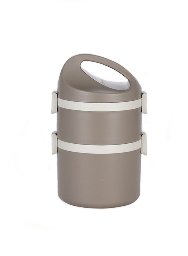 Arabest 304 Stainless Steel Double Layer Portable Insulated Lunch Box, Leakproof Stackable Stainless Steel Food Container for Adults, Kids, Lunch Box for Picnics/Outings/Work/School (Khaki)  - Image 1