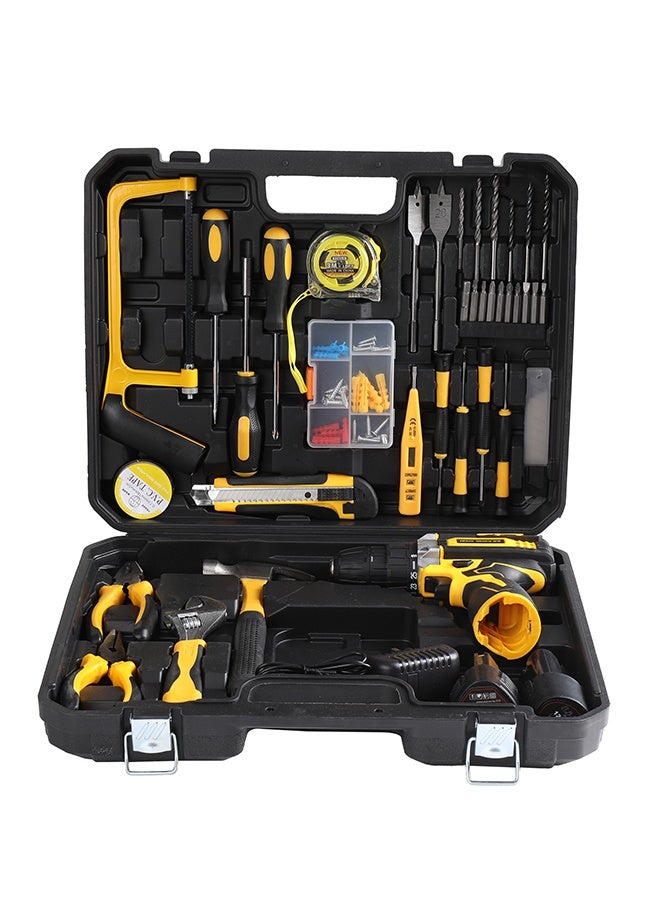 MFH Electric Drill Set - 12Volt With Tools - Cordless Lithium-Ion Drill with Dual-Speed, 2 Batteries, Adjustable Torque, 3/8" Chuck, Storage Case - for Home, DIY, Woodworking, and Repair Projects - Image 1